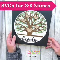 Layered Family Tree SVG for Cricut -Personalize 3-8 Members - DIY Shadow Box Gift
