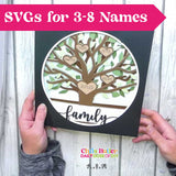 Layered Family Tree SVG for Cricut -Personalize 3-8 Members - DIY Shadow Box Gift