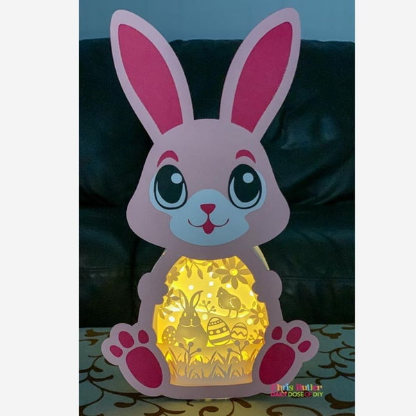 3D Layered Bunny Light Box for Easter SVG