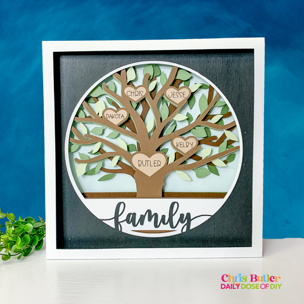 Layered Family Tree SVG for Cricut -Personalize 3-8 Members - DIY Shadow Box Gift