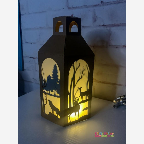 Wildlife Mountains Layered Paper Lantern SVG File