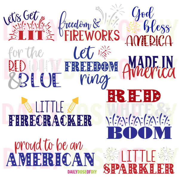 4th of July America SVG Bundle of 12 for Cricut or Silhouette