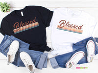 Blessed Retro Christian Sublimation Design, Christian PNG, Sublimation Designs for Shirts, Religious Sublimation Download