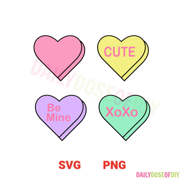 Candy Hearts SVG File for Valentine's Day