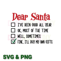 Dear Santa List with Check SVG Cut File