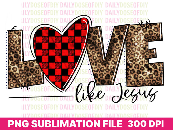 Leopard Love With Buffalo Plaid Heart PNG File Sublimation 