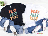 Pray On It Retro Christian Sublimation Design, Christian PNG, Sublimation Designs for Shirts, Religious Sublimation Download