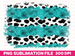 Western Sublimation Background Cow Print and Teal PNG Background for Sublimation Shirts,